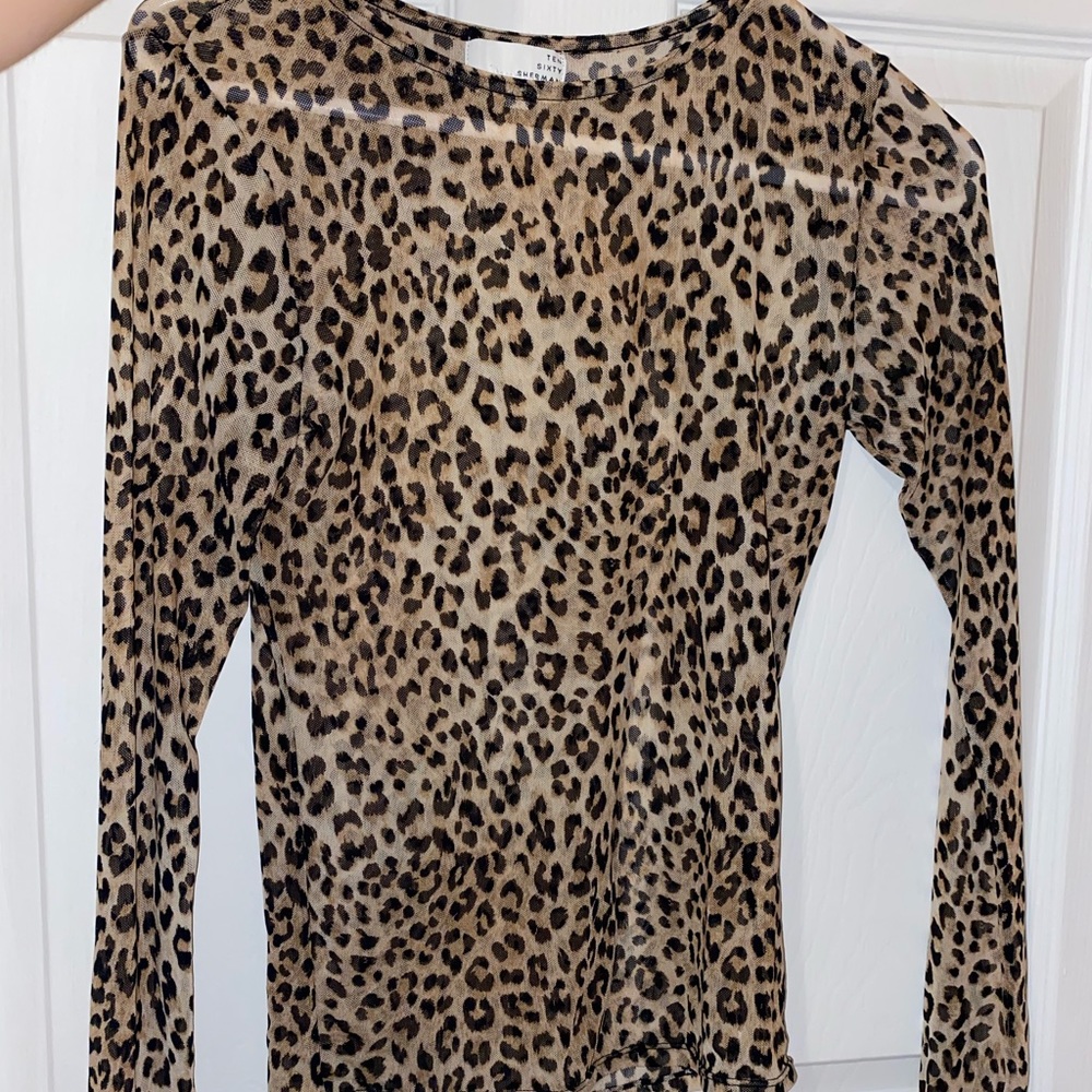 Mesh cheetah long sleeve shirt